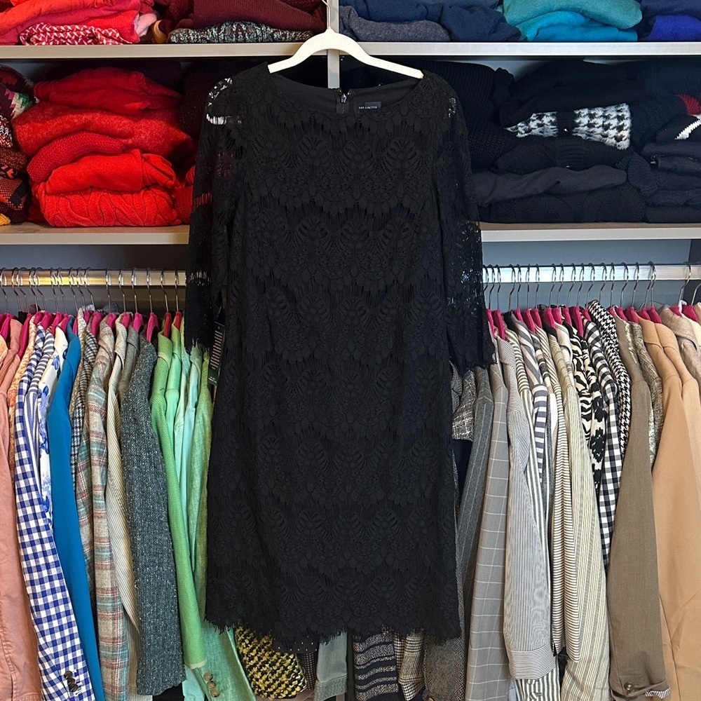 The Limited black lace 3/4 sleeve back zipper closure dress size XS NWT